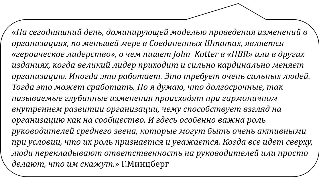 Г.Минцберг о Дж.Коттере и лидерских изменениях